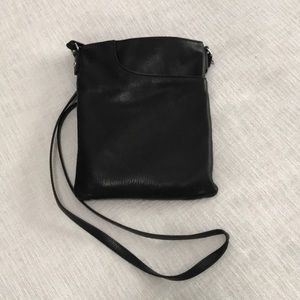 Genuine leather black cross body purse